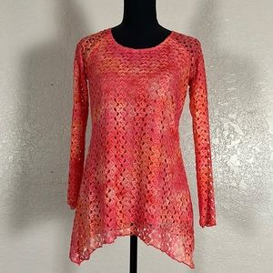 1388 NWT City -View Cute Lace embellished pink & orange Blouse. SzS